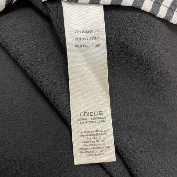 Chico’s Womens 3 Black White Mixed Stripe Scoop Neck Sleeveless Tank Top - Picture 3 of 4